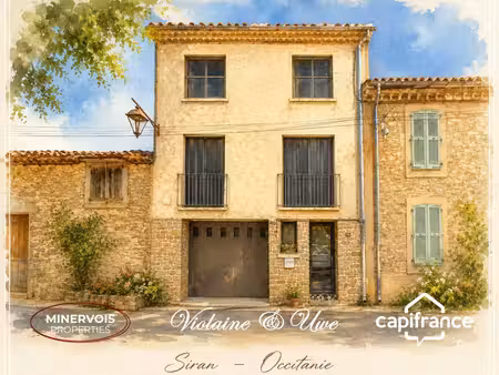 maison en pierre rénovée avec grand garage  terrasse  cour et terrain – siran (34210)