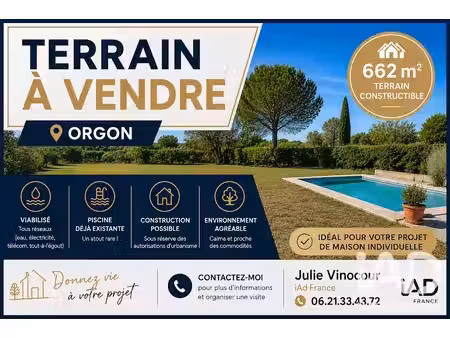 vente terrain 662 m² à orgon (13660)  184 000 €
