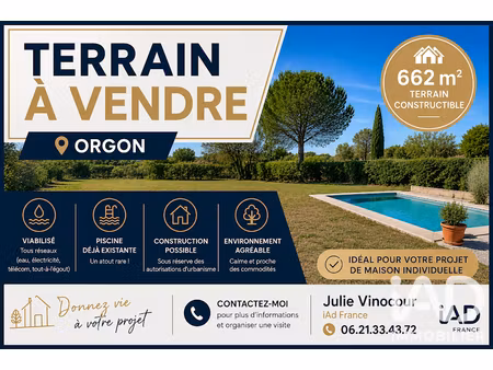 vente terrain 662 m² à orgon (13660)  189 000 €