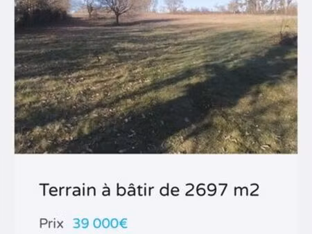 vente terrain constructible à viabiliser