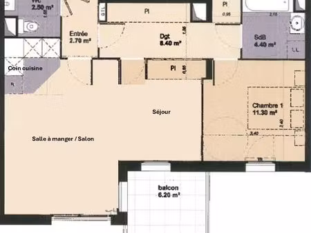 a louer appartement t2bis double salon/séjour dans résidence calme et récente