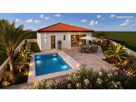 maison neuve de plain-pied 88 m² avec garage sur terrain viabilisé de 485 m² à brignac (34