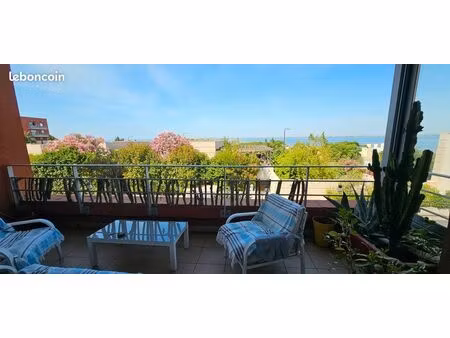 superbe appartement t3 avec terrasse vue mer et étang de thau + garage et cave privative q