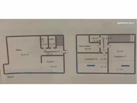vend duplex rénové 92 m2