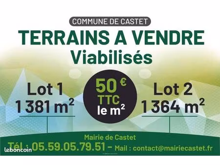 a vendre – 2 lots constructibles à castet