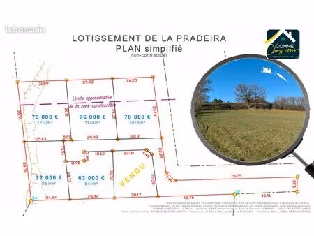 terrain 1075 m² peschadoires