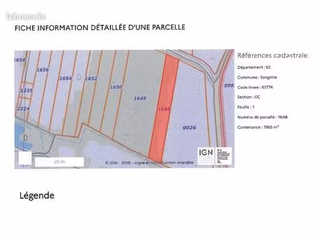 terrain 1965 m² rue rolls sangatte