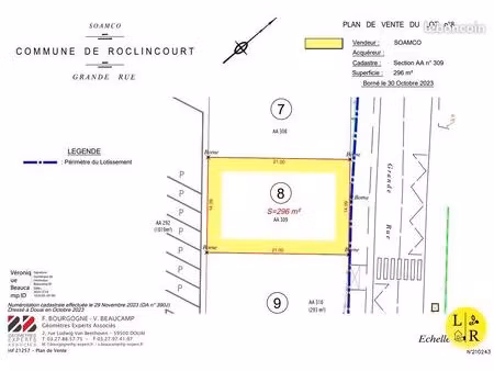 terrain 296 m² roclincourt