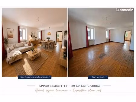 t3 80 m² centre de wittenheim  grande cave  faibles charges