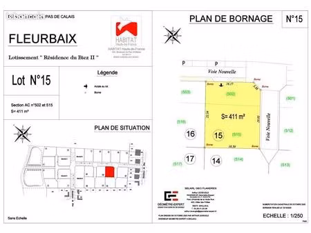 terrain 411 m² fleurbaix