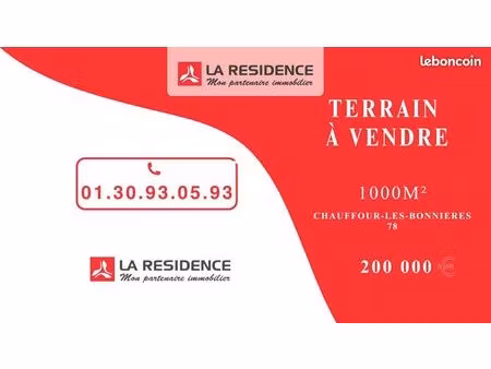 terrain 1 000 m² chaufour les bonnieres
