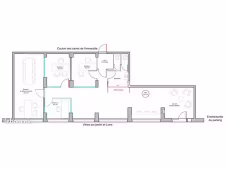 locaux professionnels de 117 m² en rdc  sur l'île de nantes - mangin / beaulieu - 1 open s