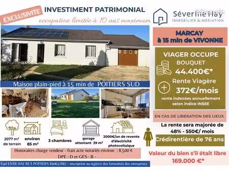 à 15 min de poitiers – maison de plain-pied sur 2 077 m² – investissement sécurisé – occup