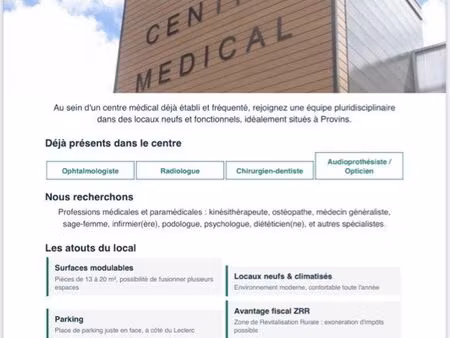 local à louer dans centre médical zrr