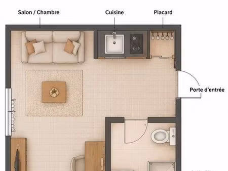 studio meublé refait à neuf 17 5m² - aubière centre - proche campus cézeaux - chauffage co