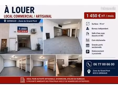 local à louer avec bureau et salle d’eau 1450ht
