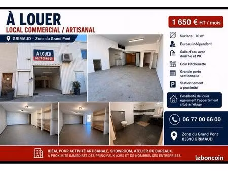 local à louer avec bureau et salle d’eau 1650 ht