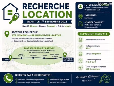 salarié enedis recherche location avec garage avant septembre