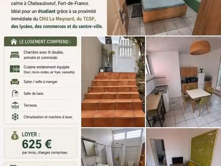 a louer f2 meublé à fort-de-france