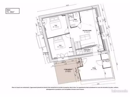 t3 rénover 60 m² — dpe b  clim  parking  charges incluses