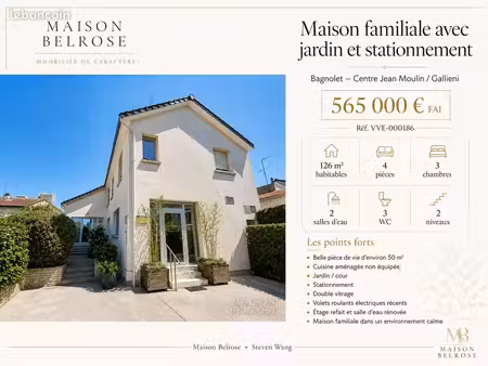 maison familiale d’environ 126 m² avec jardin et stationnement - bagnolet / gallieni