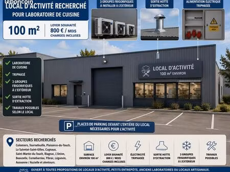 recherche location local activité 100m2