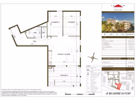appartement t3 - r+1 - résidence belvédère du fort