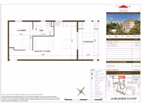 appartement t2 - r+2 - résidence le belvédère du fort