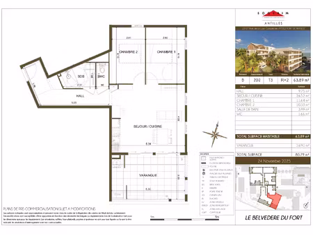 appartement t3 - r+2 - résidence belvédère du fort
