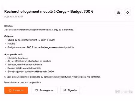 recherche logement meublé cergy