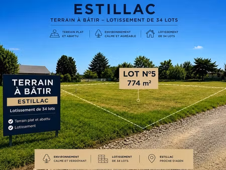 terrain à vendre estillac 774m2 80 000€