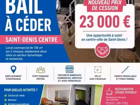 vente commerce 132 m² saint-denis (97400)
