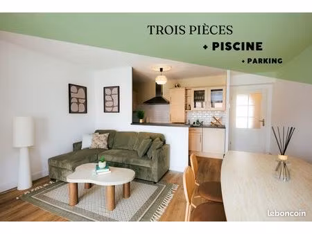 appartement 3 pièces + garage + piscine