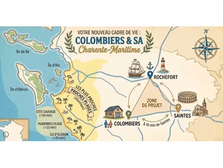 vente terrain 1032 m² à colombiers (17460)  36 120 €