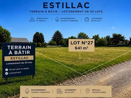 vente terrain 641 m² à estillac (47310)  75 000 €