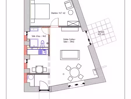 appartement meublé 53 m² — bail 1 an renouvelable ou mensuel — disponible 1er septembre 20