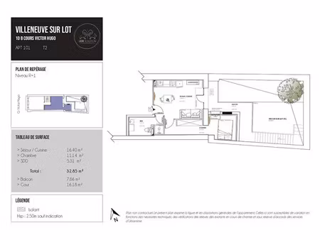 location appartement 2 pièces 32.85 m² à villeneuve-sur-lot (47300)  450 €