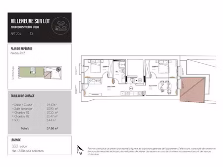 location appartement 3 pièces 57.88 m² à villeneuve-sur-lot (47300)  590 €