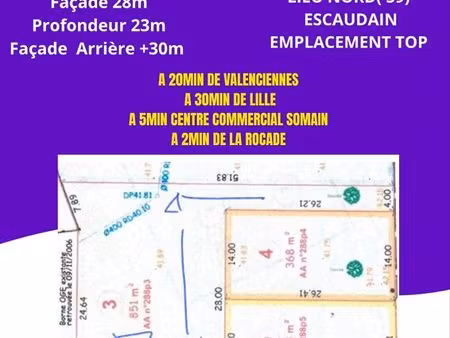 terrain 851m2 pour construction