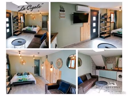 grand studio ancien t2 meublé + terrasse 25m a 180m de la plage carqueiranne