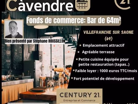 bar  fonds de commerce 64 m² jassans riottier