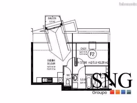 appartement 2 pièces 38 m²