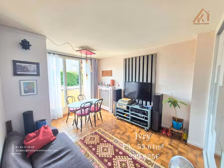 appartement ivry sur seine 3 pièces 53.64 m2 - loggia - cave