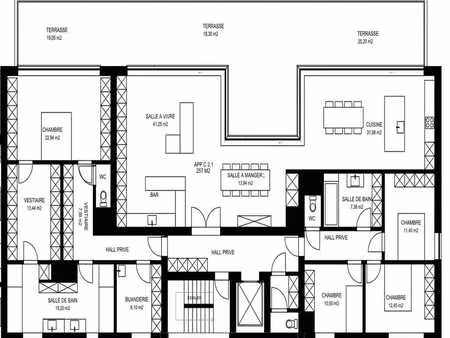 penthouse d'exception de 257 m² - 4 chambres - terrasse de 5
