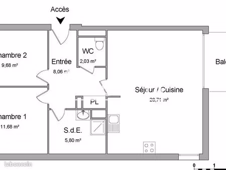 appartement 3 pièces 65 m²