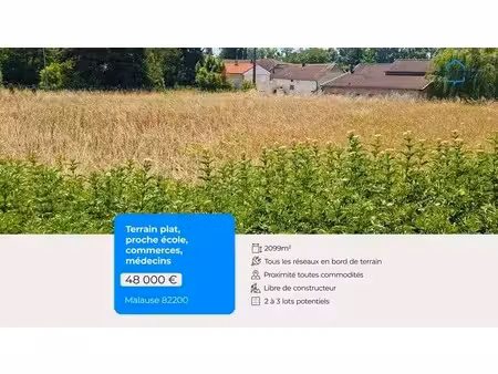 terrain à vendre de 2 099 00 m² malause (82)