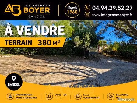 terrain 380 m² bandol