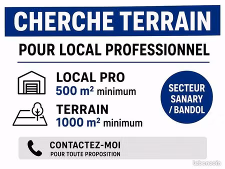 recherche terrain ou local professionnel – secteur sanary / bandol
