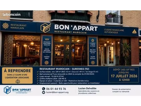 fonds de commerce  restaurant suresnes