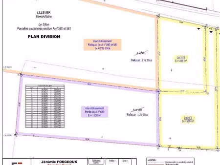 terrain 1639 m² lillemer